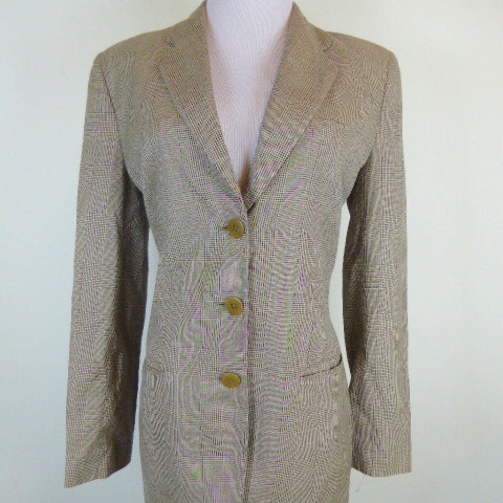 GIORGIO ARMANI plaid wool silk  BLAZER i44